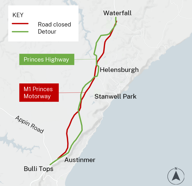 M1 from Waterfall to Bulli Tops to close for 5 nights post image
