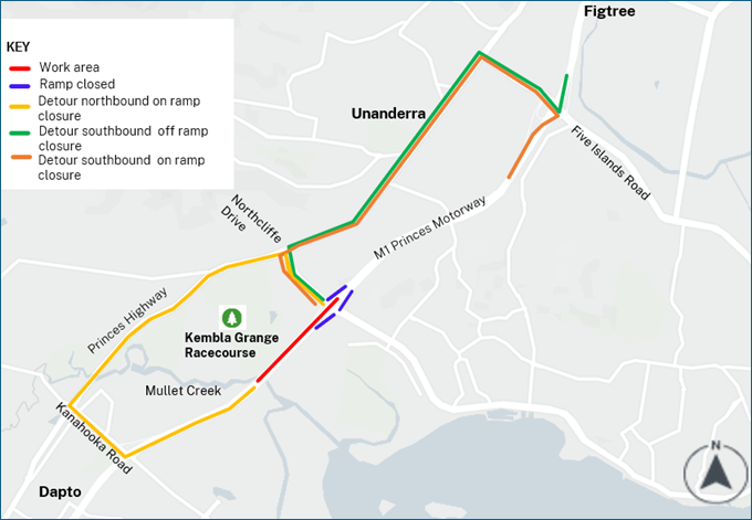Night work on the M1 Princes Motorway between Kembla Grange and Figtree post image