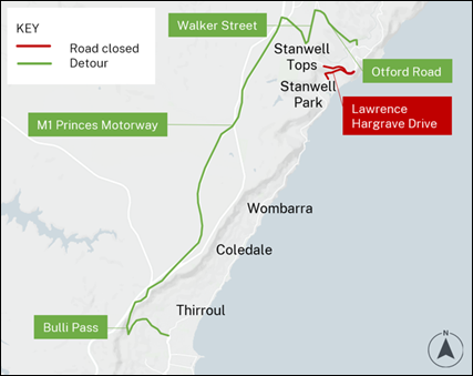 Night closure of Lawrence Hargrave Drive at Stanwell Tops post image