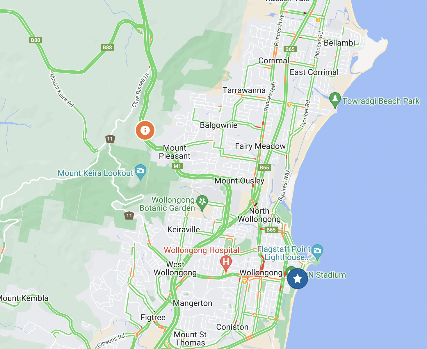 Changed traffic conditions on M1 Princes Motorway (Mount Ousley Road)