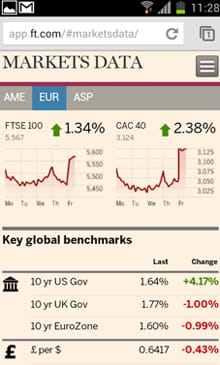 FT web app screen