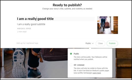 Medium - listing editor