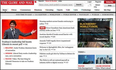 Globe and Mail to launch metered paywall next week