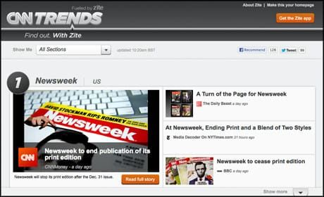 Zite-fuelled CNN Trends curates 'most talked about stories'