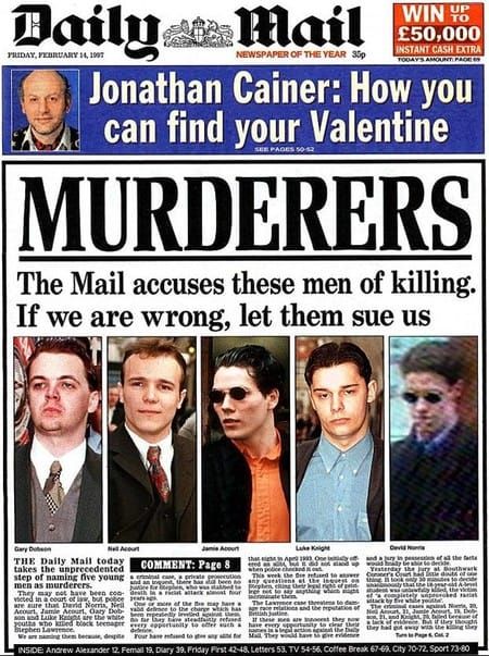 Daily Mail wins praise for Stephen Lawrence campaign