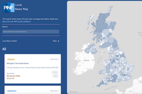 PINF launches interactive map of UK local news sector