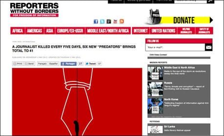 RSF says 21 journalists killed this year