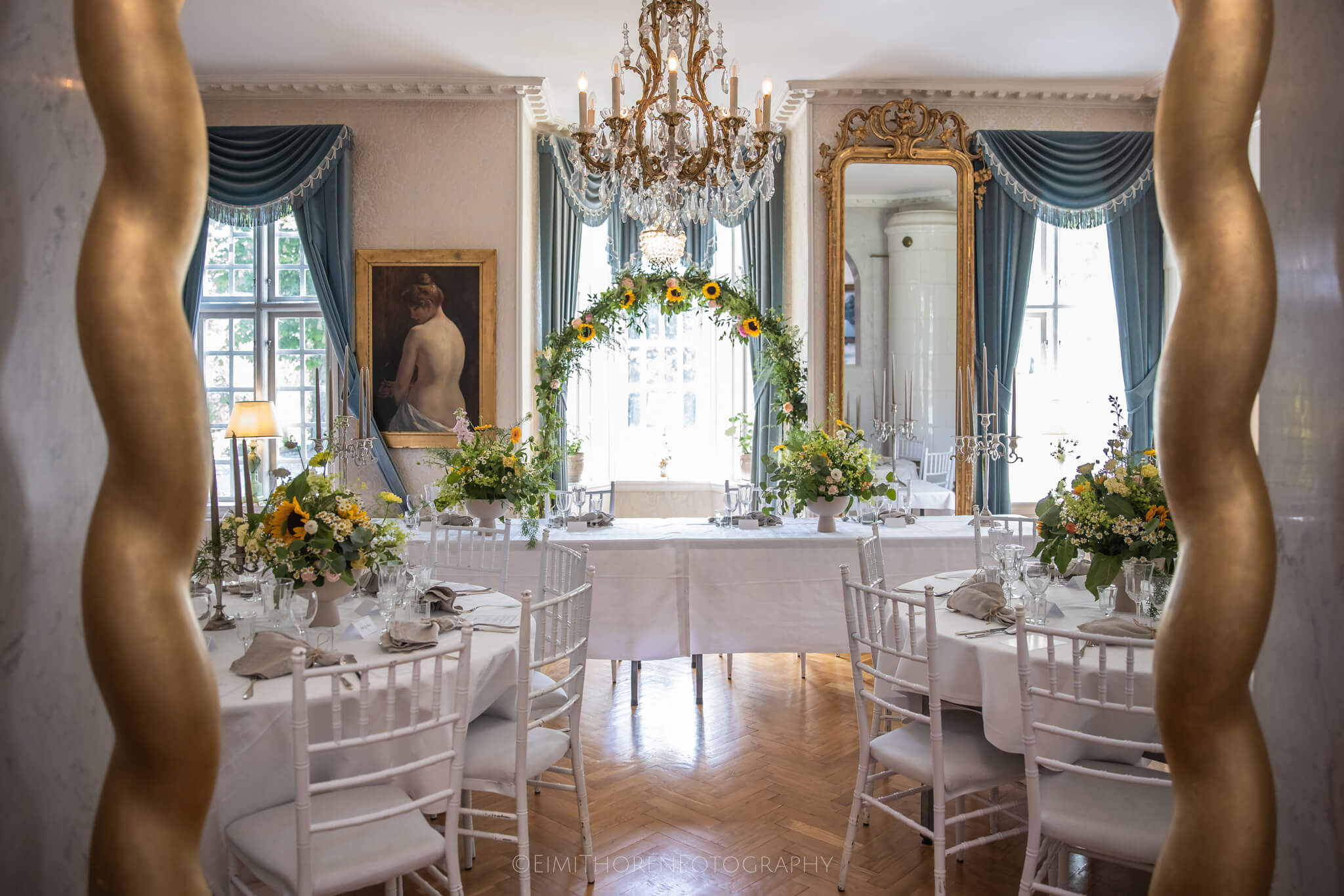 Fina festlokalen Borgen ligger i huvudbyggnaden på Hjelmsjöborg