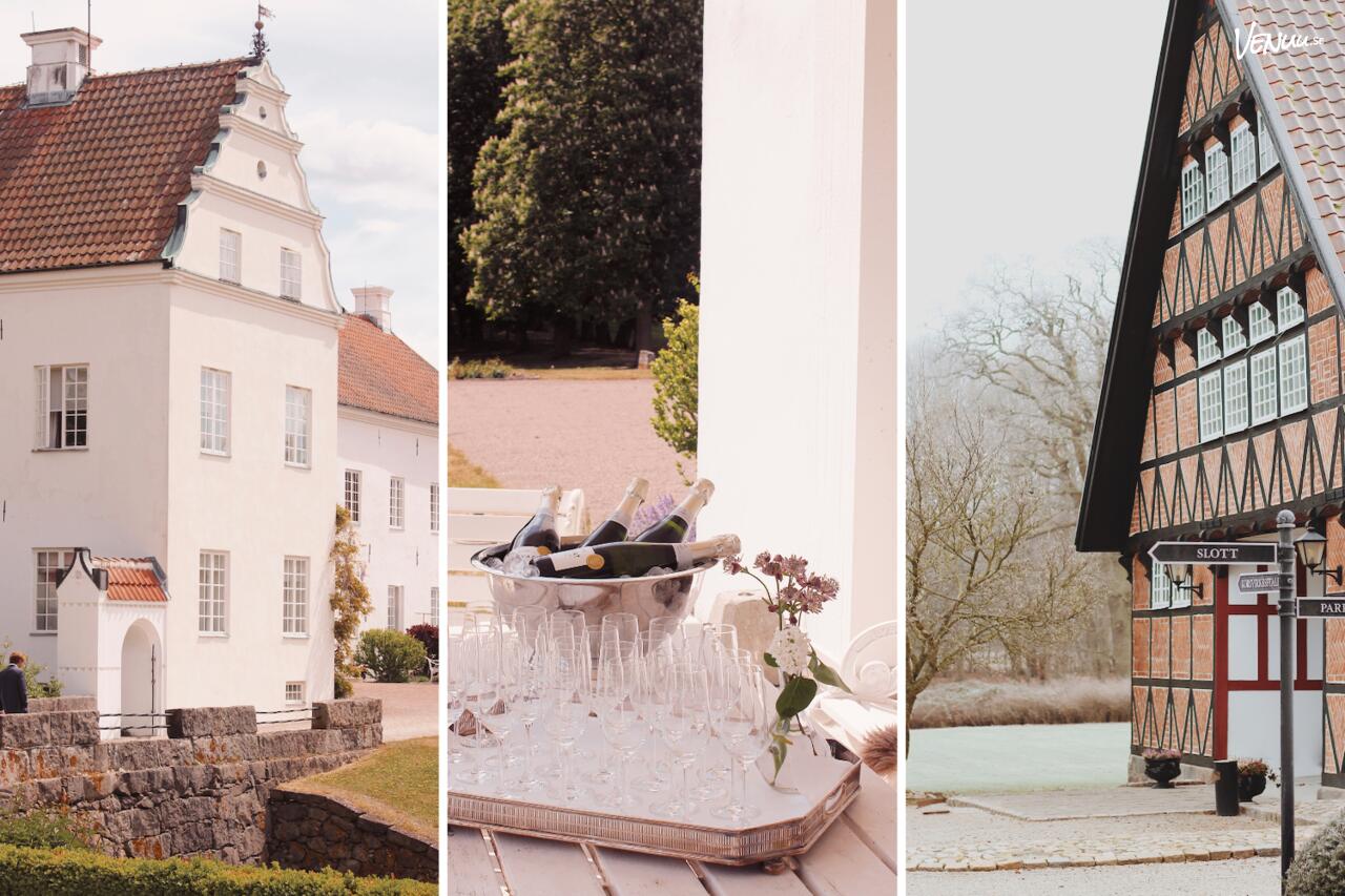 Rustik och elegant bröllopslokal i Ellinge Slott – Korsvirkesstallet i hjärtat av Skåne.