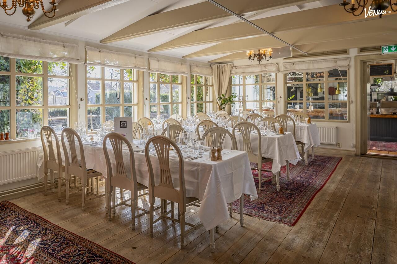 Enskede Värdshus Gustavianska matsalen, en klassisk privat matsal för middag och julbord.