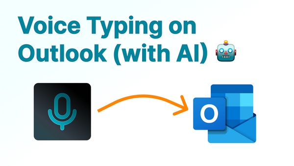 Title image of the blog. Voice Typing on Outlook with the Outlook logo and the Voicy logo