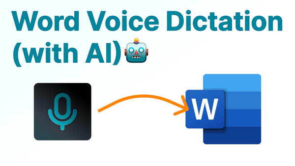 Cover image of the blog. Word Voice dictation with a logo of Microsoft Word and the Voicy Logo