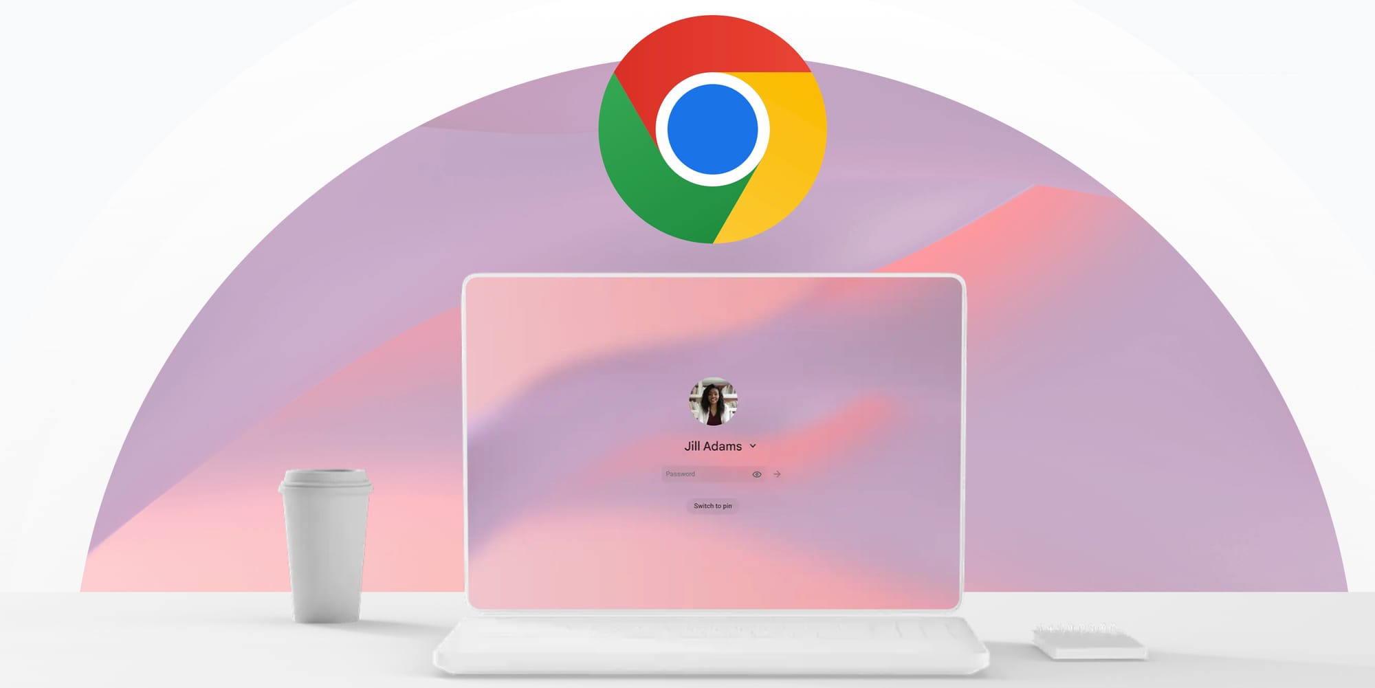 ChromeOS laptop with Chrome Logo