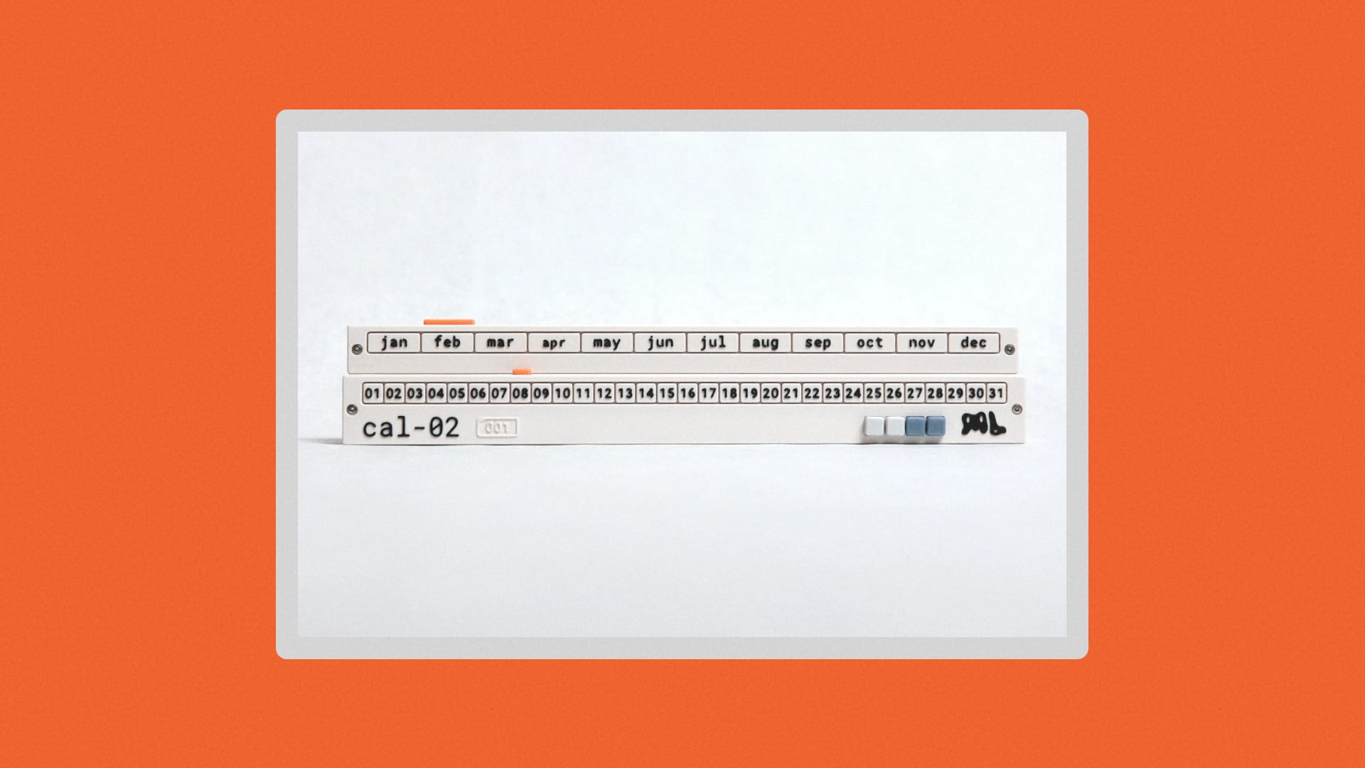 The 3d printed calendar on a white background.