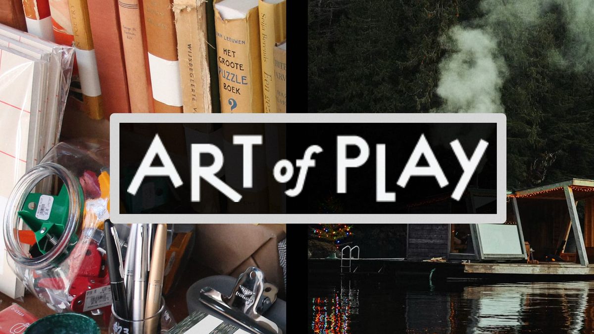 Images of notebooks and pens on the left, with a lakehouse on the right. In the middle it says "Art of Play"