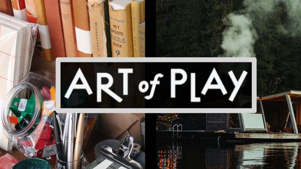 Images of notebooks and pens on the left, with a lakehouse on the right. In the middle it says "Art of Play"
