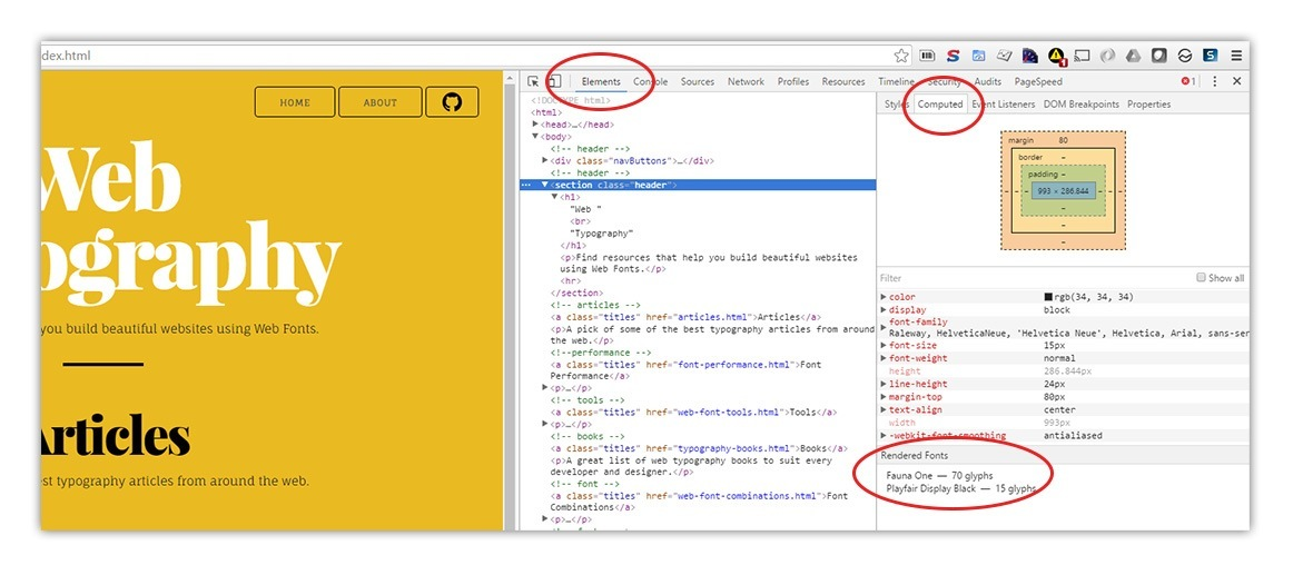 Chrome Developer Tools - Find the font
