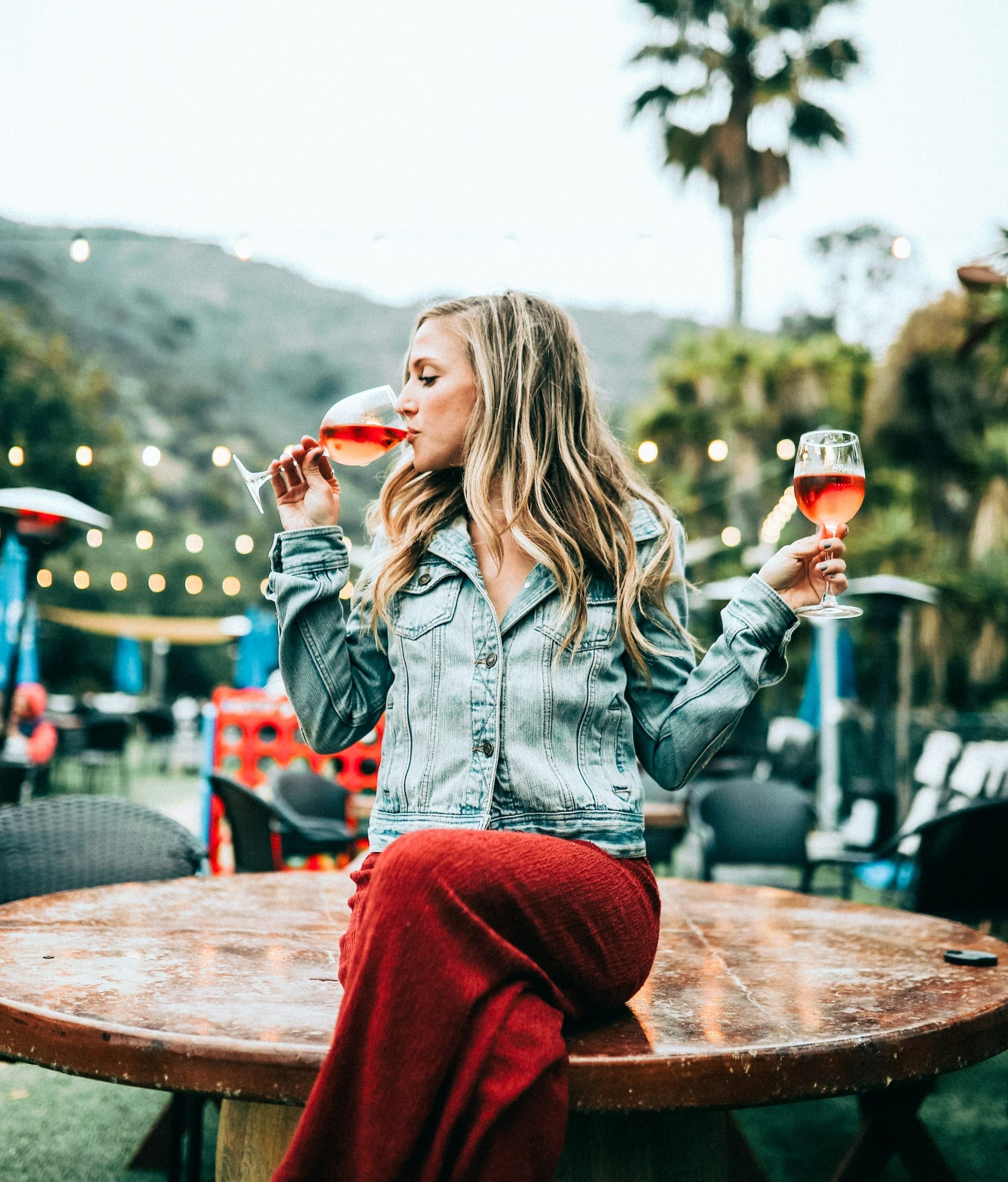 woman drinking wine