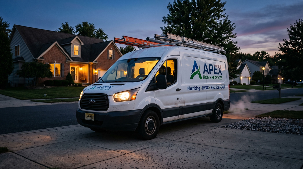 service van parked in employee driveway