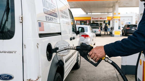 employee fueling company service van