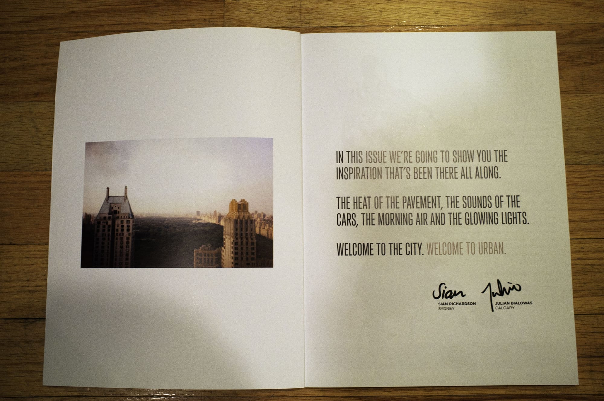 Close-up of published city photographs in the 16Hours 'Urban' issue magazine.