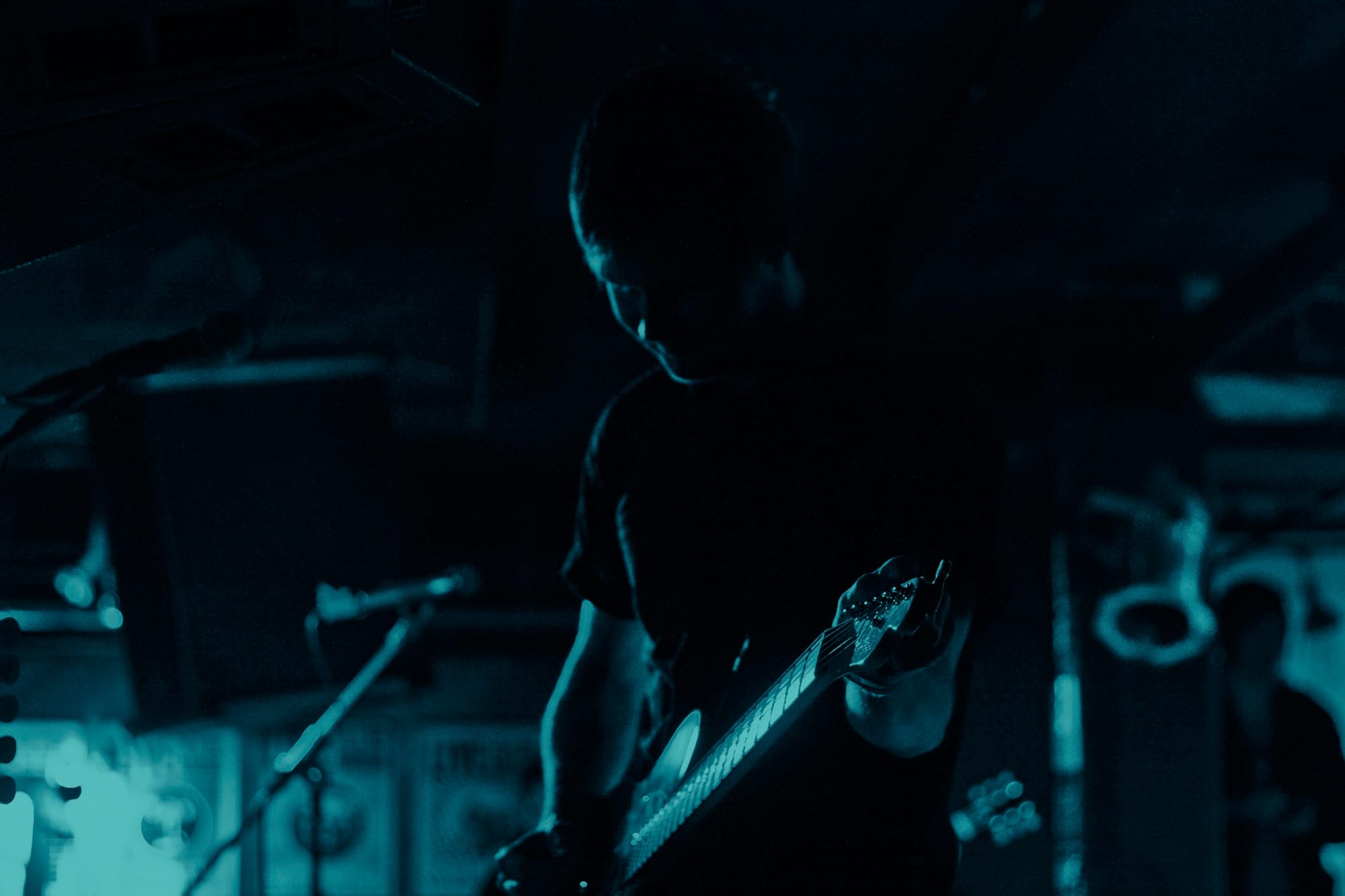 Live band performance on stage featuring members of The Graduate and The Dangerous Summer at a concert venue.