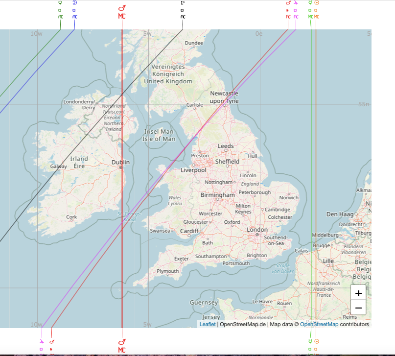 Edgar Allen Poe entered the UK through his Mars sextile AC line (pictured).