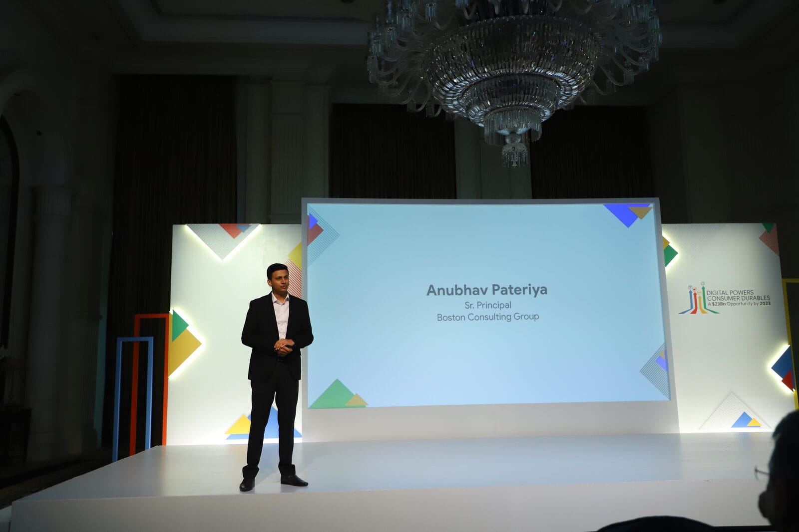 Anubhav Pateriya delivering a keynote on stage