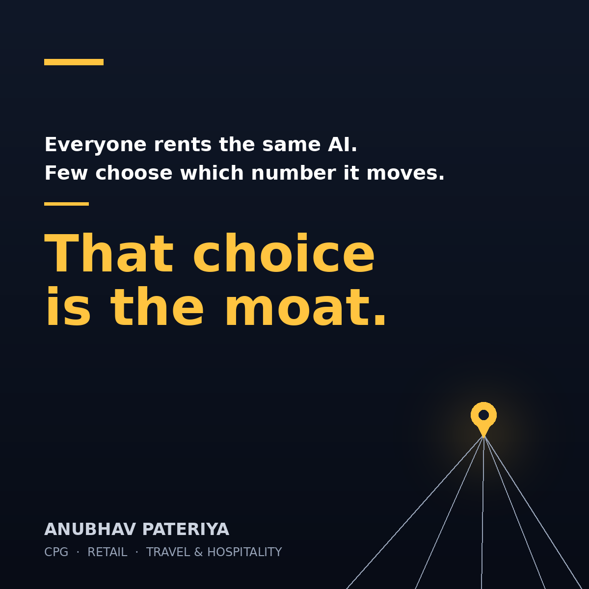 Anubhav Pateriya — everyone rents the same AI, that choice is the moat