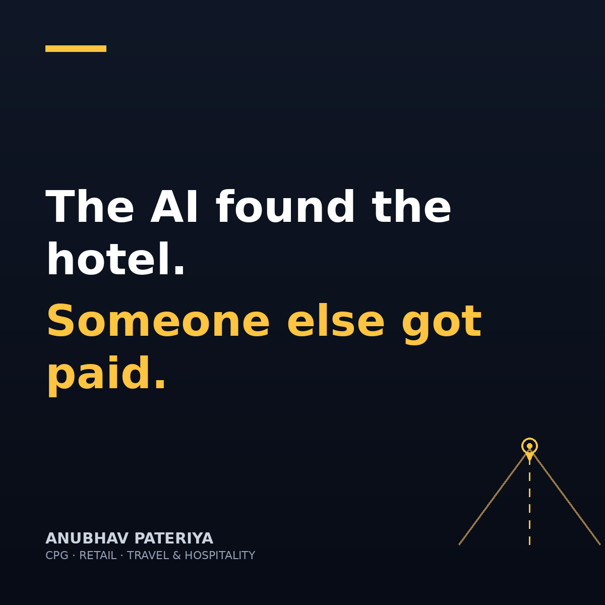 Anubhav Pateriya — The AI found the hotel. Someone else got paid.