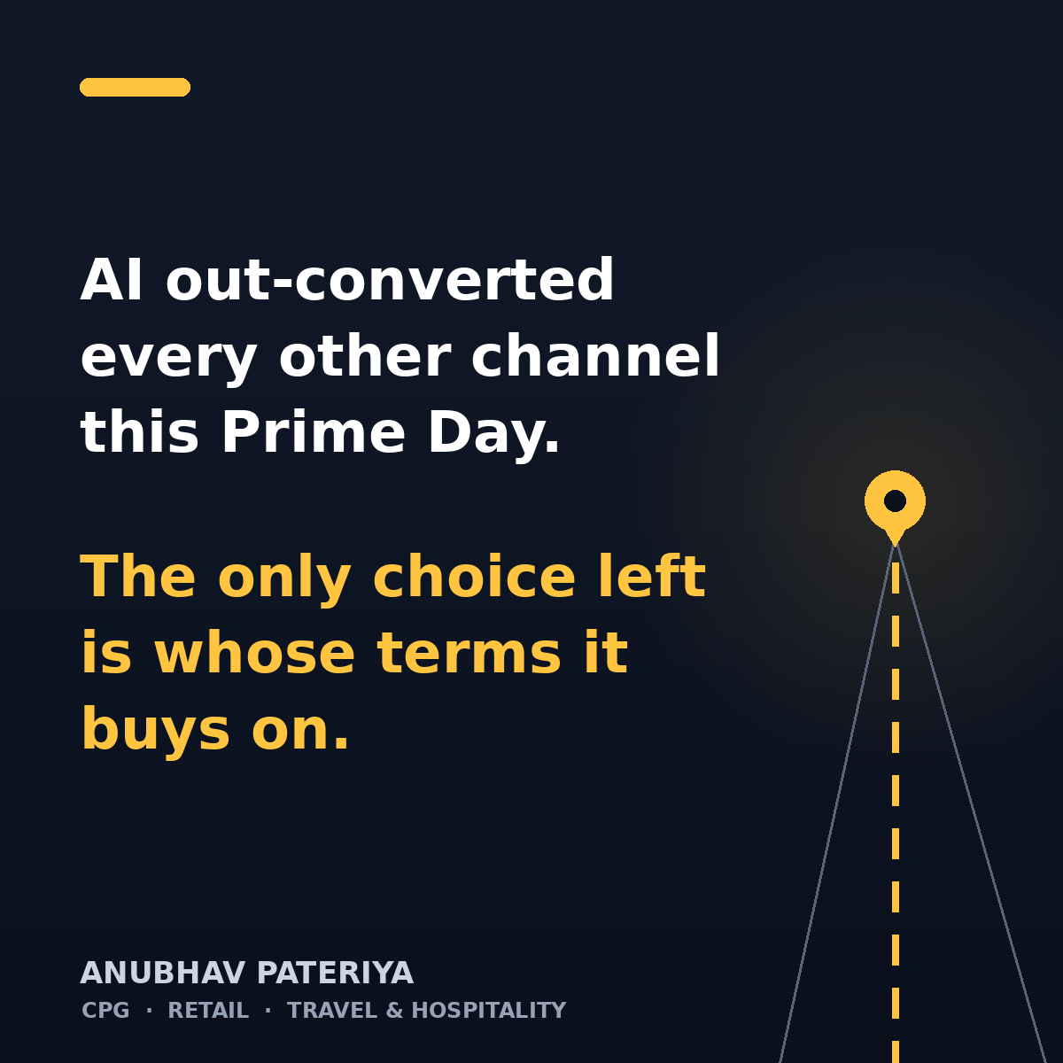 Anubhav Pateriya — AI out-converted every other channel this Prime Day. The only choice left is whose terms it buys on.