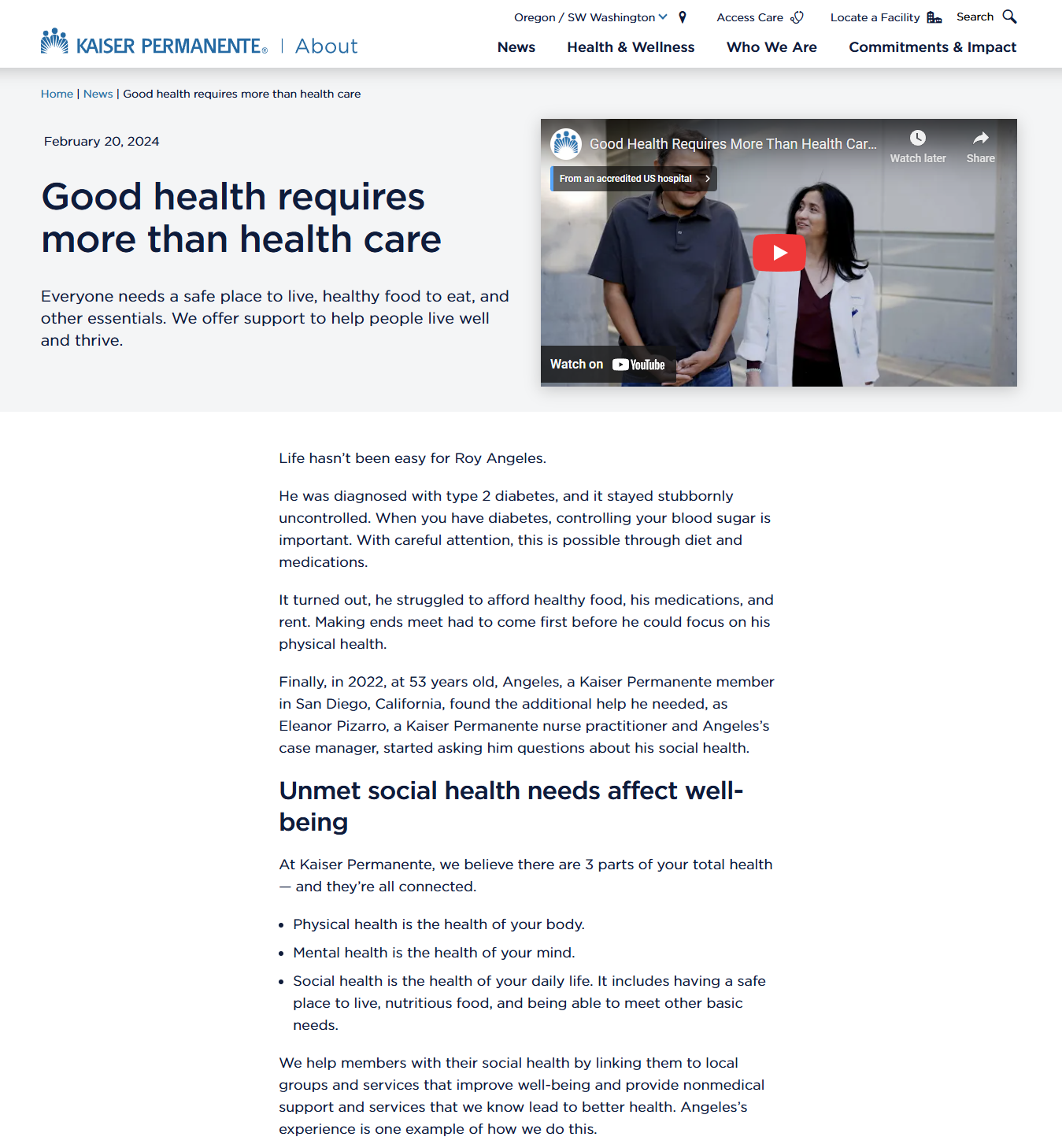 Good health requires more than health care