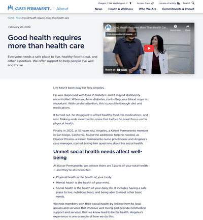 Good health requires more than health care