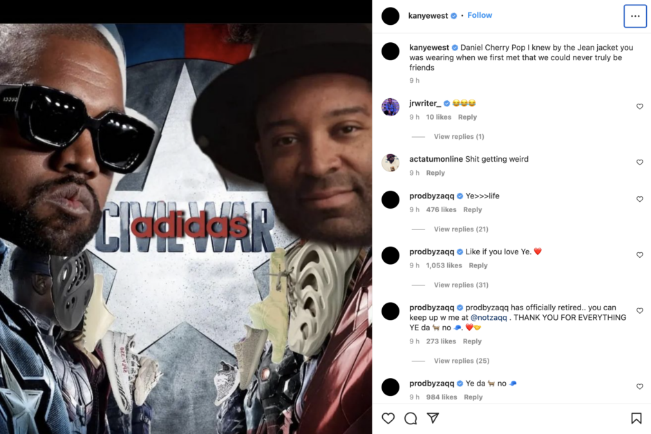 Adidas Civil War post by Kanye West