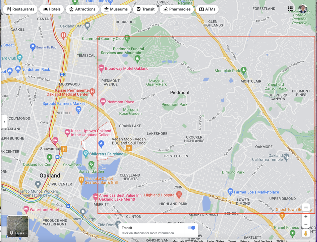 Areas not covered by Bart - AC Transit