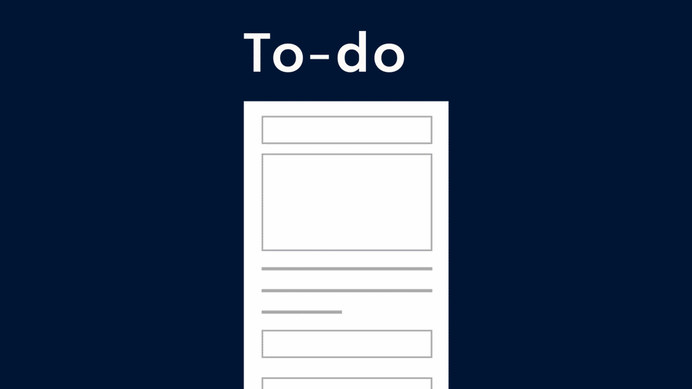 A mobile app mockup that’s incomplete with the label “To do” above. The mockup gets more and more complete while the label ch