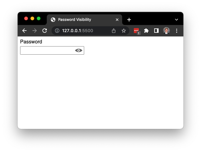 Window capture of a browser showing the above code rendered with the password text input missing the password manager fill-in icon