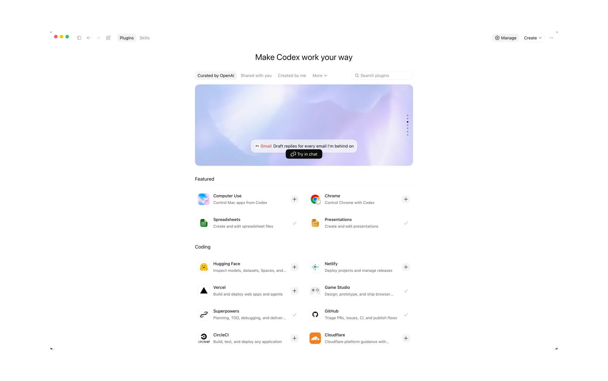 ChatCut with Codex 教學使用的 OpenAI Plugin Directory 畫面