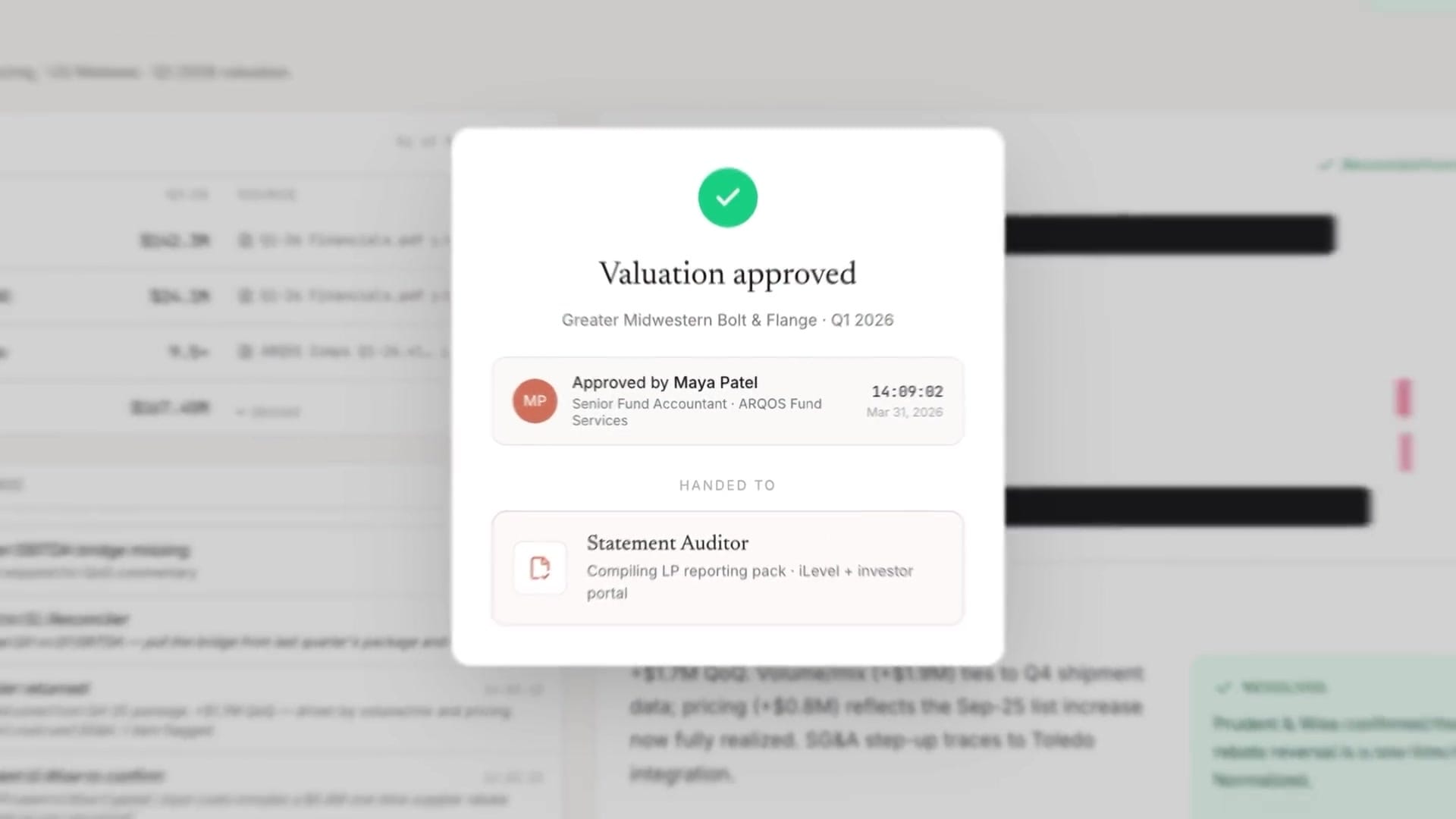 Valuation Reviewer 等待人工核准的操作畫面