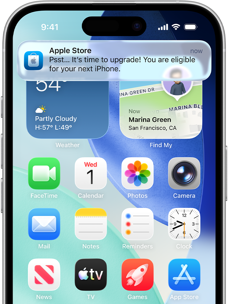 Apple Store 通知使用者已符合 Apple Upgrade 換機資格