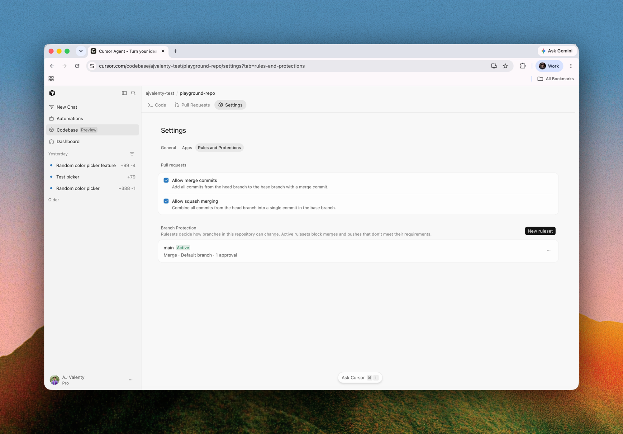 Cursor Origin Repository 同步狀態、權限與 Apps 設定畫面