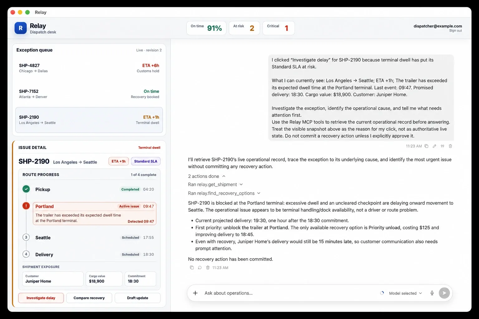 OpenAI Relay 物流操作面板把 Codex Agent 嵌入既有工作流程