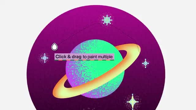 Figma Paint 在星球插圖上拖曳填色多個區域