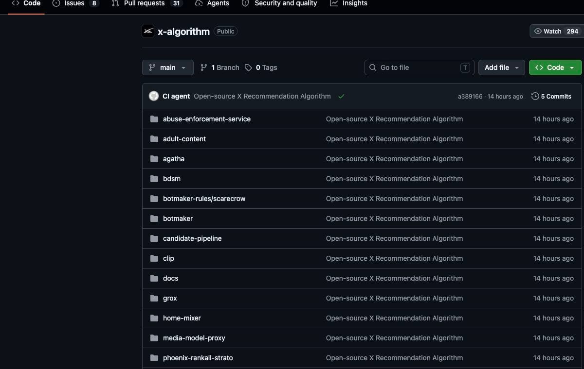 xAI 在 GitHub 公開的 X For You 推薦演算法 repository