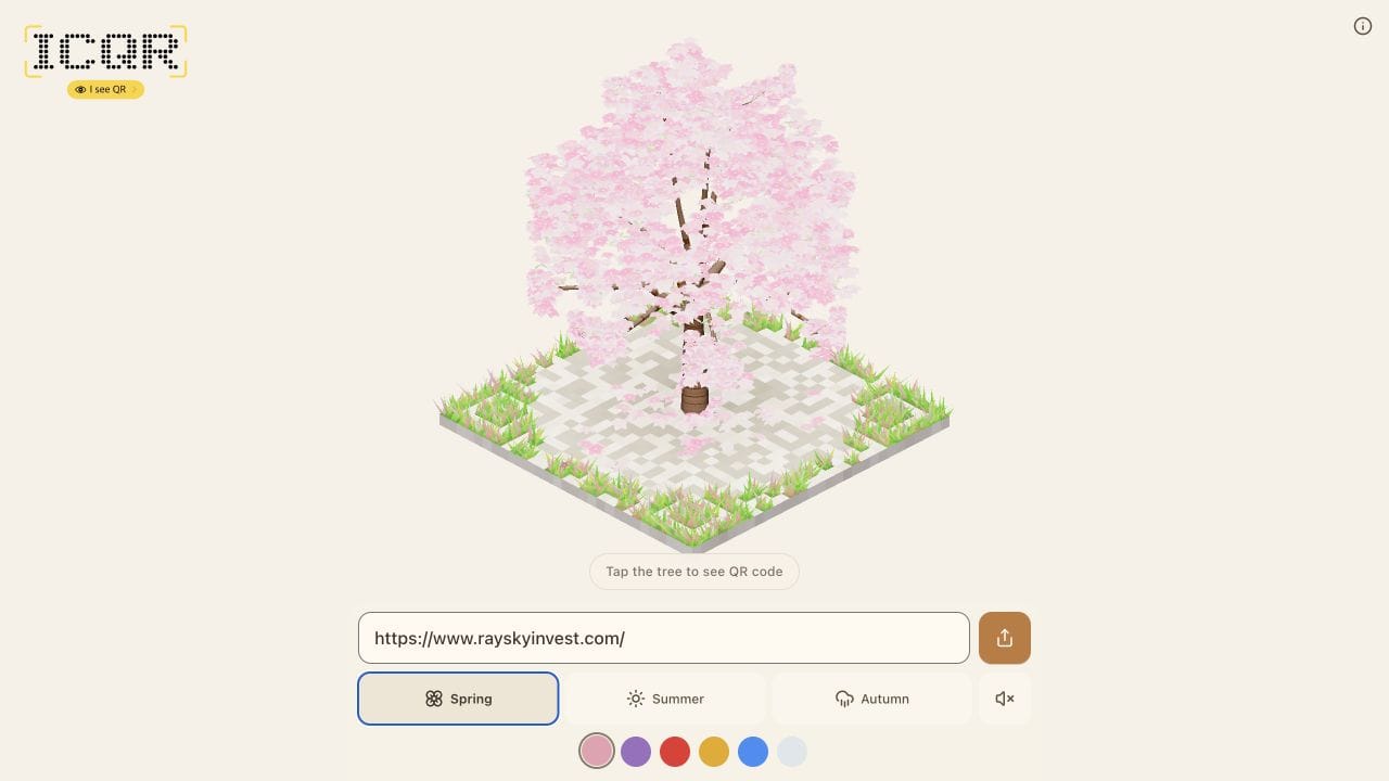 ICQR Magic Tree Spring 模式與網址、季節和配色控制項
