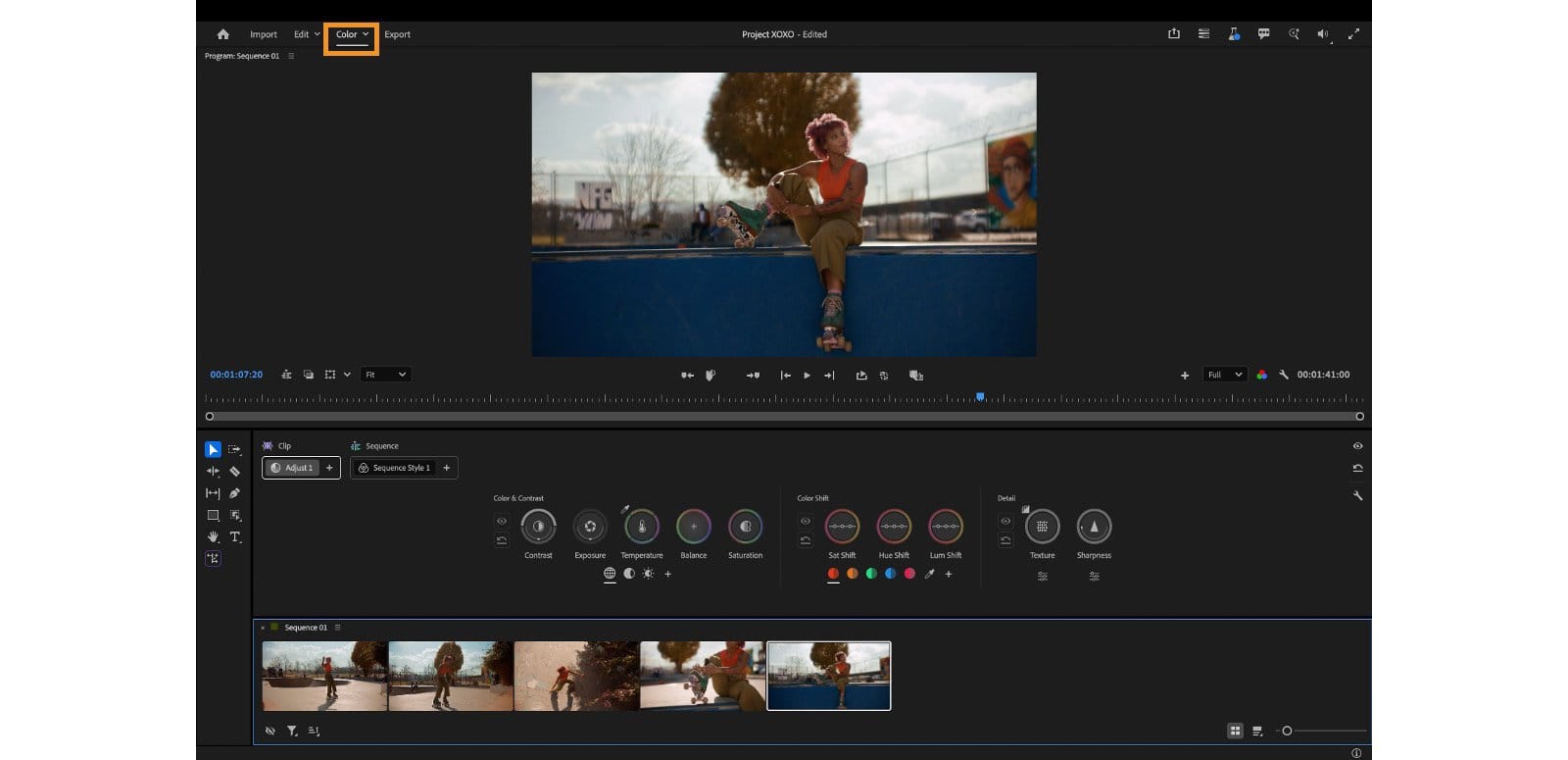 Premiere Color Mode 的工作區畫面