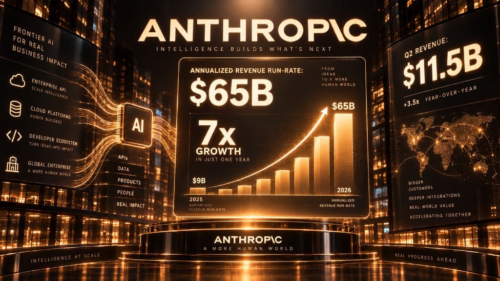 Anthropic 2026 年化營收 run-rate 突破 650 億美元、較去年暴增 7 倍