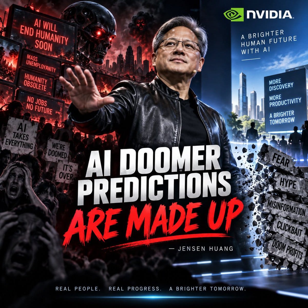 黃仁勳痛斥 AI 末日預測純屬憑空捏造