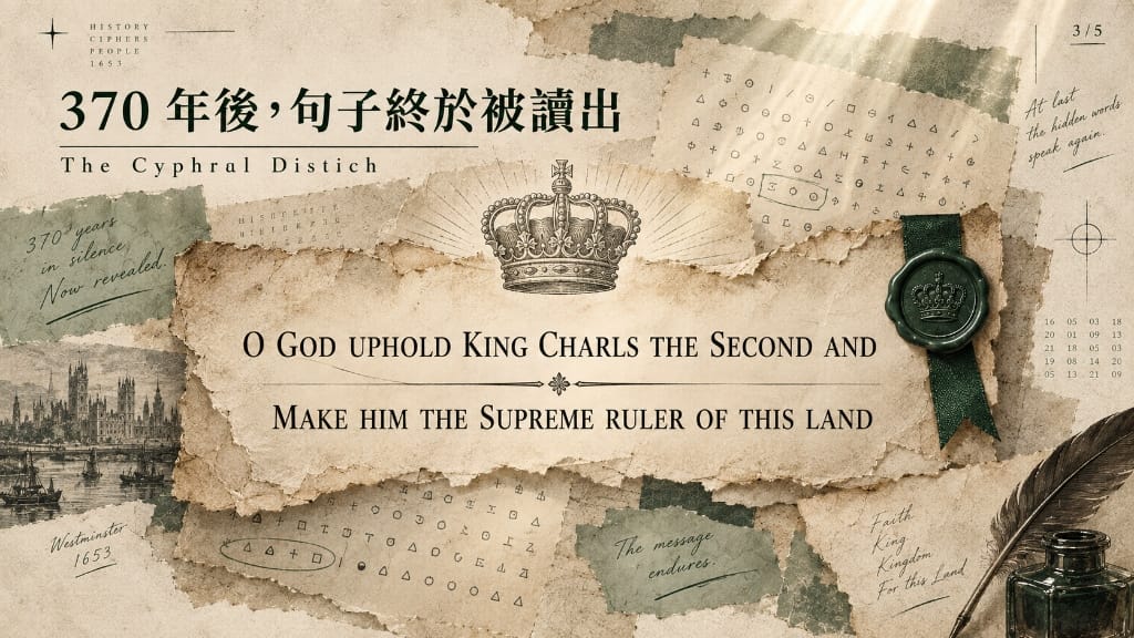 370 年後句子終於被讀出：The Cyphral Distich 解密明文