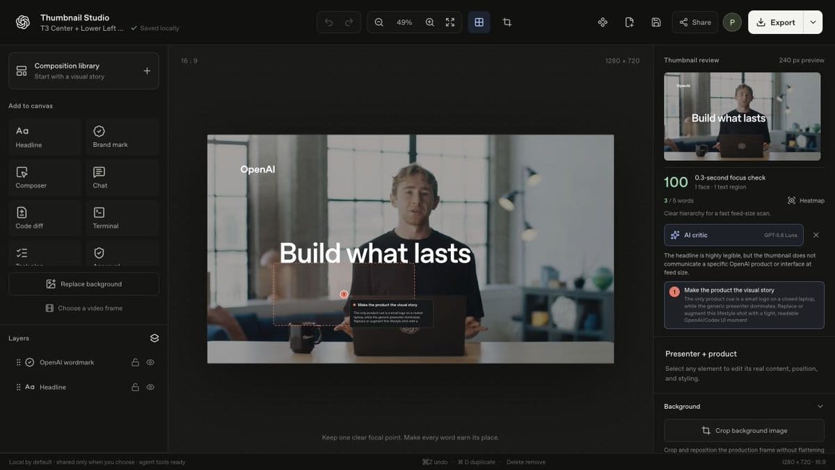Thumbnail Studio 完整操作介面